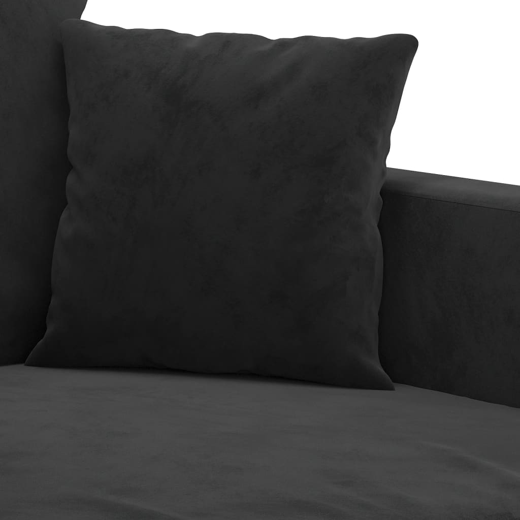 3-delige Loungeset met kussens fluweel zwart