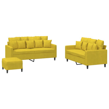 3-delige Loungeset met kussens fluweel geel