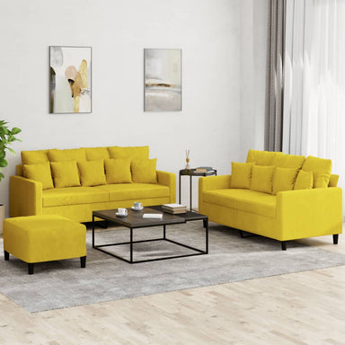 3-delige Loungeset met kussens fluweel geel