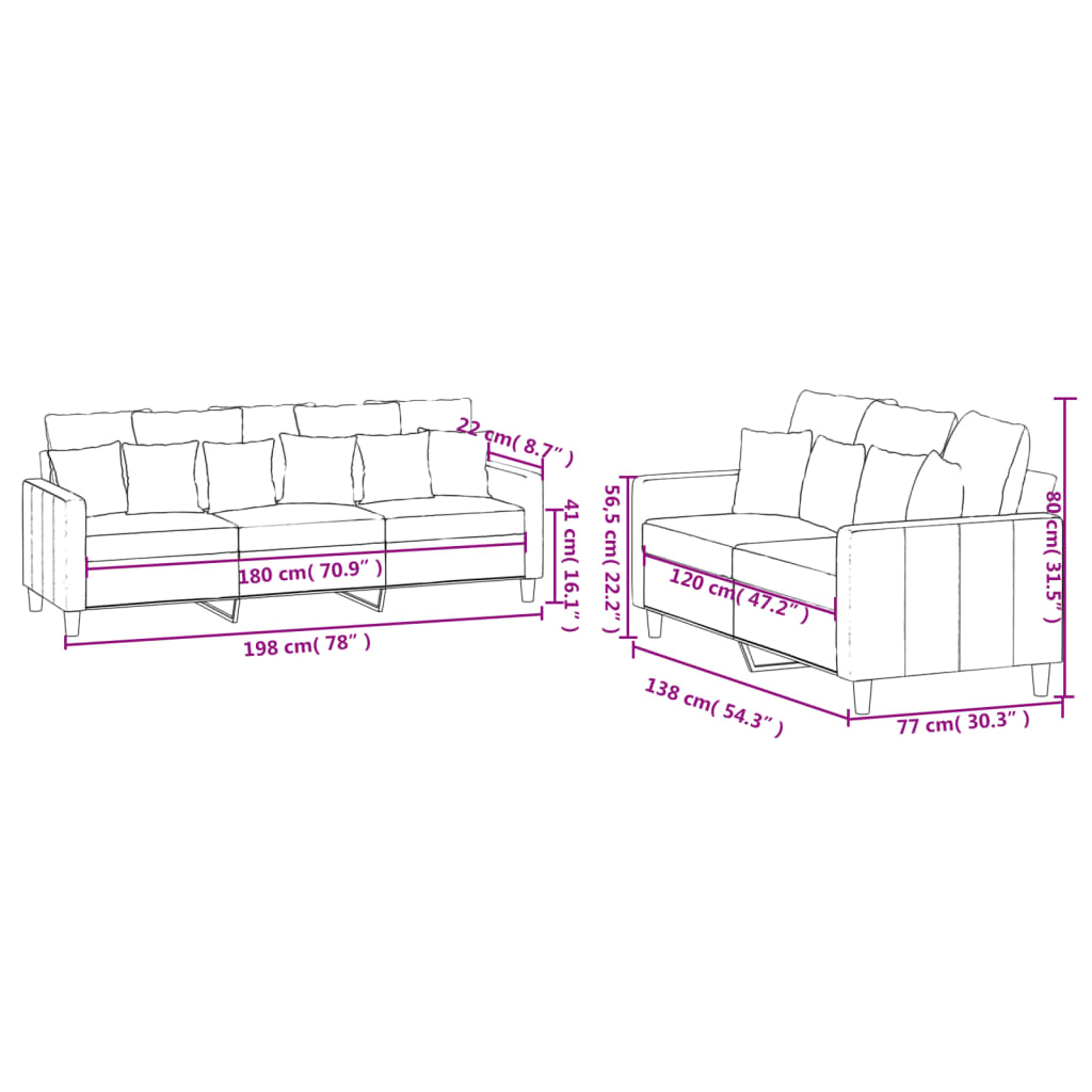 2-delige Loungeset met kussens fluweel lichtgrijs