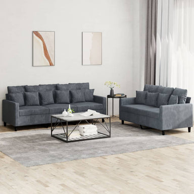 2-delige Loungeset met kussens fluweel donkergrijs
