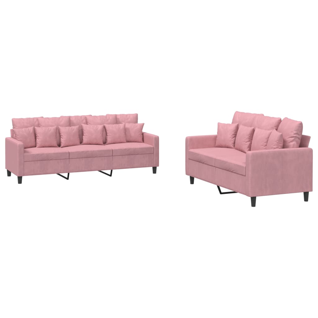 2-delige Loungeset met kussens fluweel roze