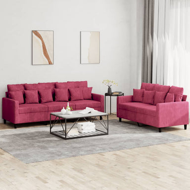 2-delige Loungeset met kussens fluweel wijnrood