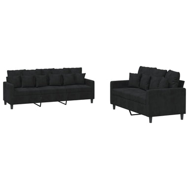 2-delige Loungeset met kussens fluweel zwart