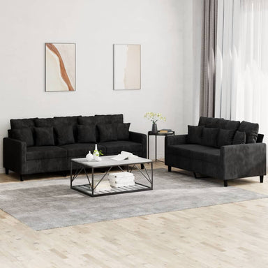 2-delige Loungeset met kussens fluweel zwart