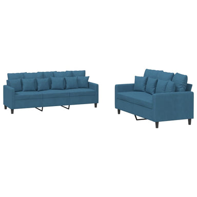 2-delige Loungeset met kussens fluweel blauw