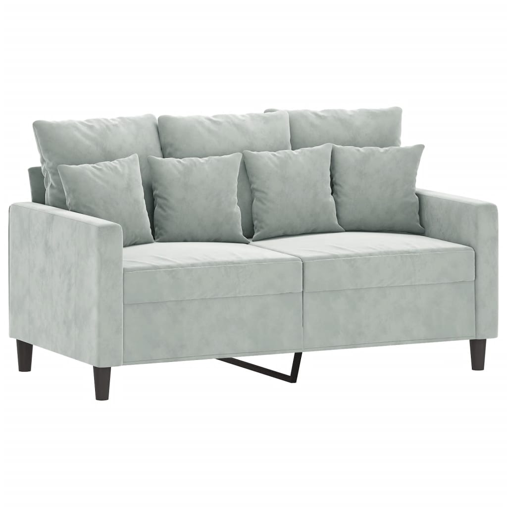 3-delige Loungeset met kussens fluweel lichtgrijs