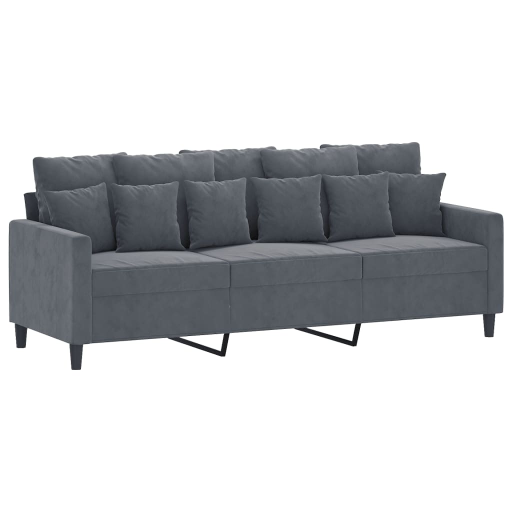 3-delige Loungeset met kussens fluweel donkergrijs