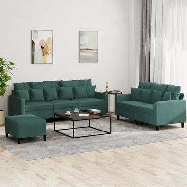 3-delige Loungeset met kussens fluweel donkergroen