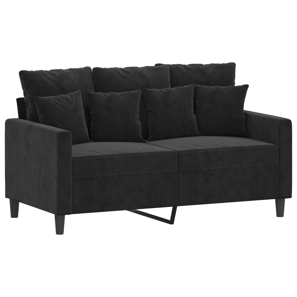 3-delige Loungeset met kussens fluweel zwart