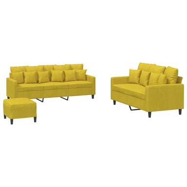 3-delige Loungeset met kussens fluweel geel