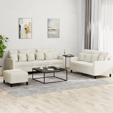 3-delige Loungeset met kussens fluweel crèmekleurig