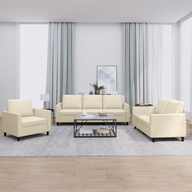 3-delige Loungeset met kussens kunstleer crème