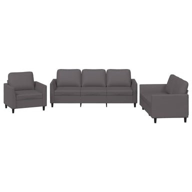 3-delige Loungeset met kussens kunstleer grijs