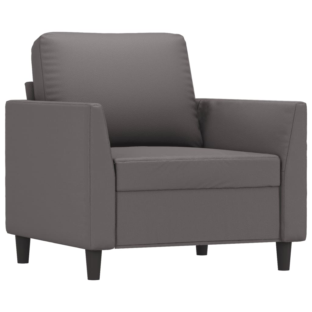 3-delige Loungeset met kussens kunstleer grijs