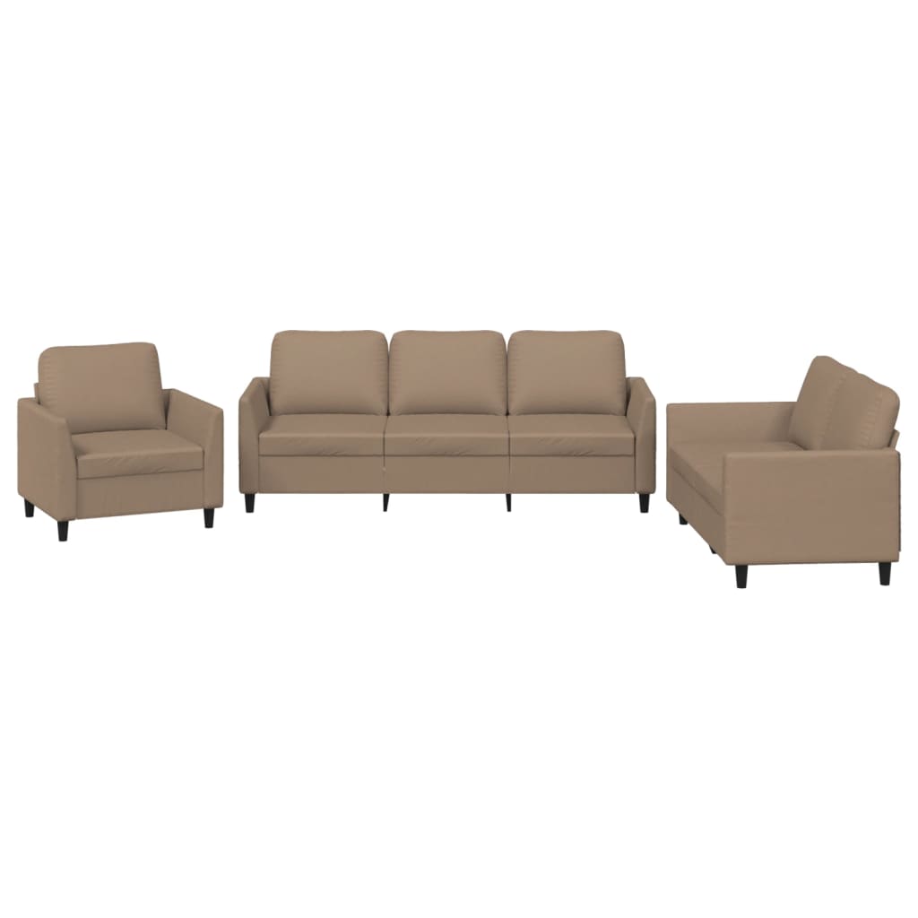 3-delige Loungeset met kussens kunstleer cappuccino