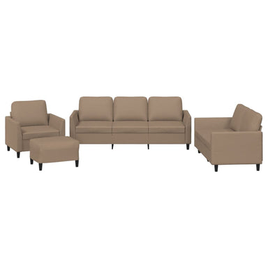 4-delige Loungeset met kussens kunstleer cappuccino