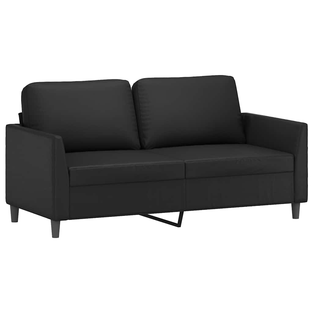 2-delige Loungeset met kussens kunstleer zwart