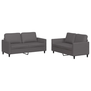 2-delige Loungeset met kussens kunstleer grijs