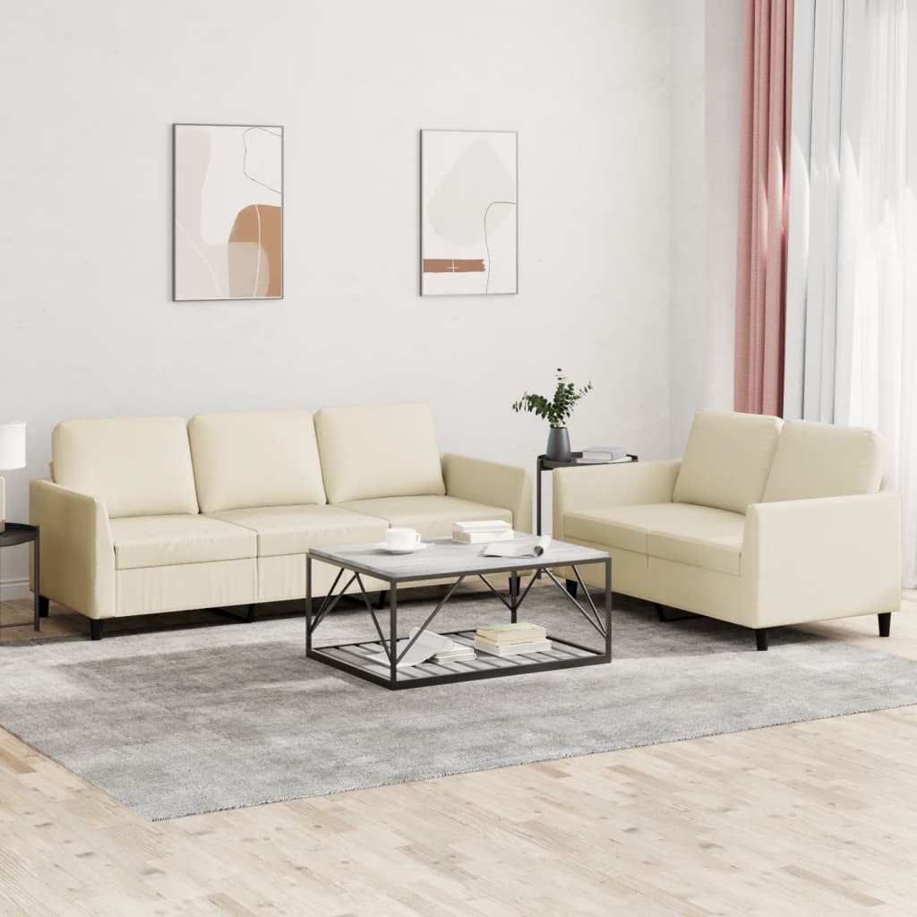 2-delige Loungeset met kussens kunstleer crème