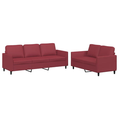 2-delige Loungeset met kussens kunstleer wijnrood