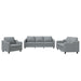 3-delige Loungeset met kussens stof lichtgrijs