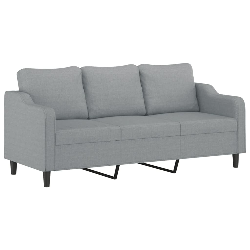 3-delige Loungeset met kussens stof lichtgrijs