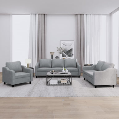 3-delige Loungeset met kussens stof lichtgrijs