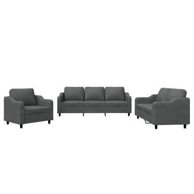 3-delige Loungeset met kussens stof donkergrijs