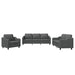 3-delige Loungeset met kussens stof donkergrijs