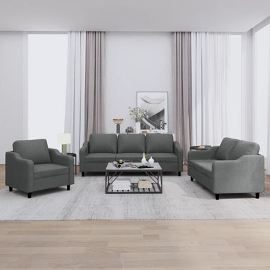 3-delige Loungeset met kussens stof donkergrijs