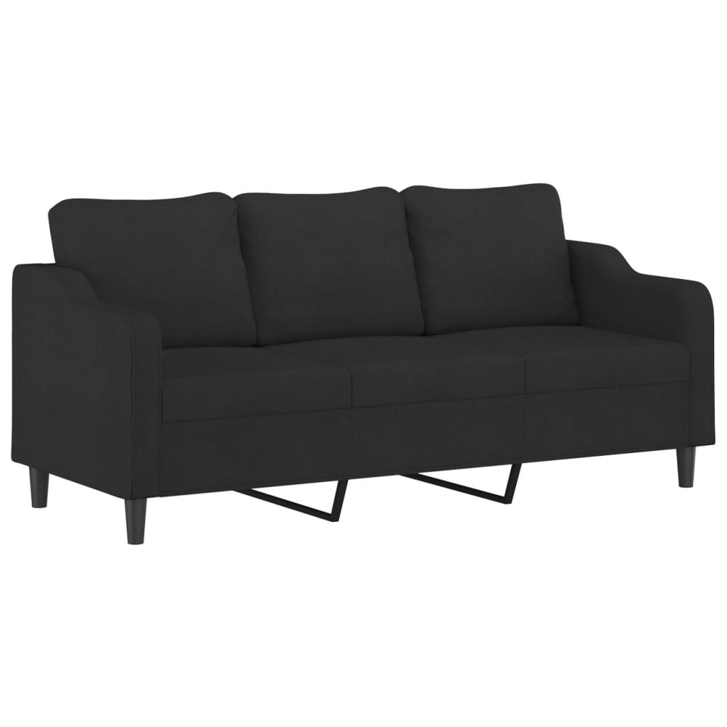 3-delige loungeset met kussens stof zwart