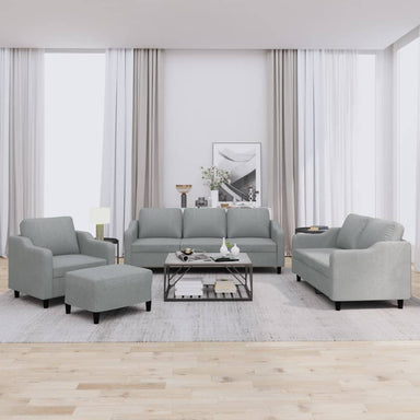 4-delige Loungeset met kussens stof lichtgrijs