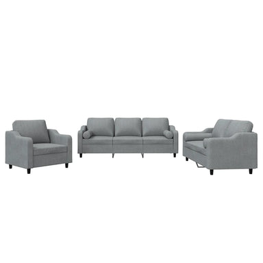 3-delige Loungeset met kussens stof lichtgrijs