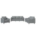 3-delige Loungeset met kussens stof lichtgrijs