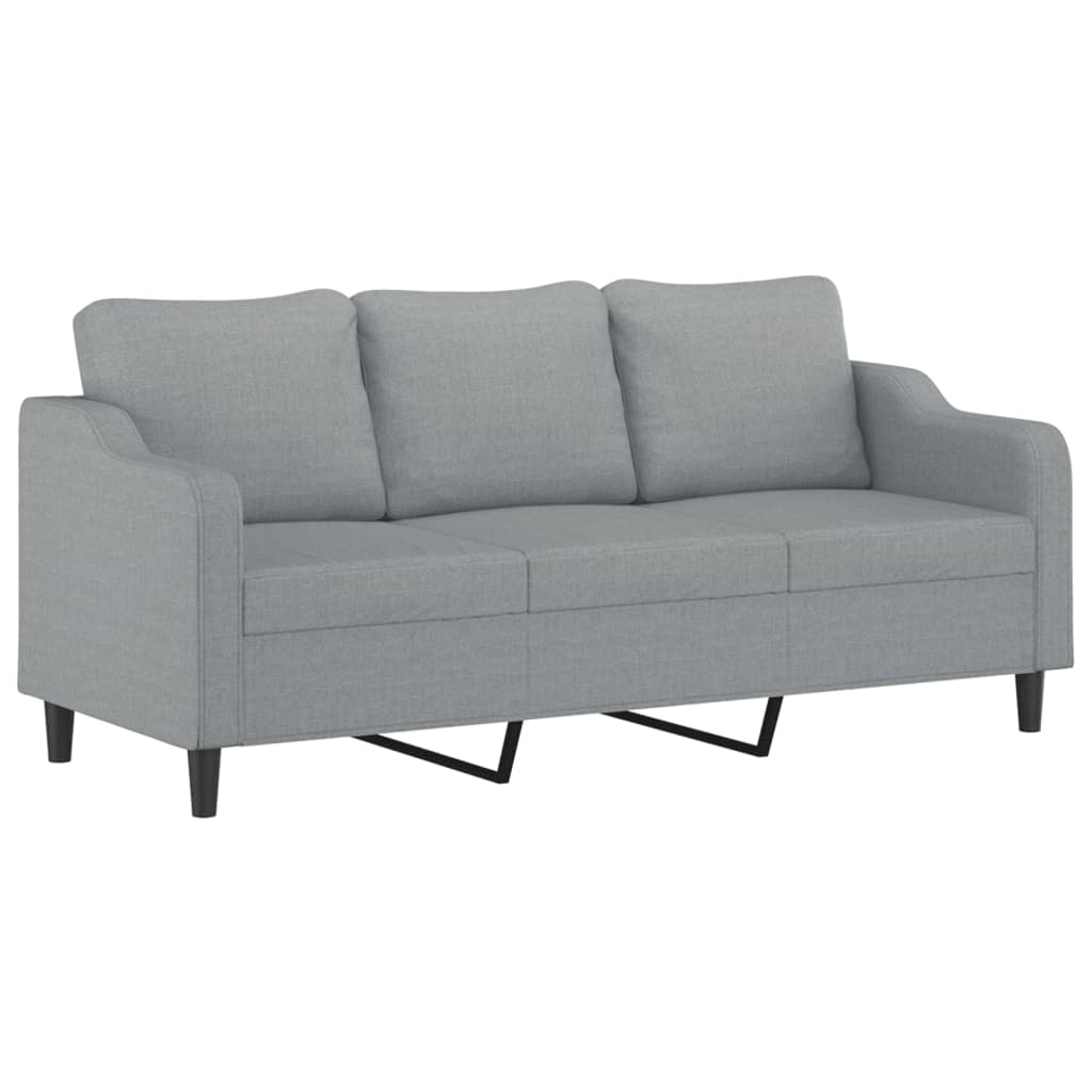 3-delige Loungeset met kussens stof lichtgrijs