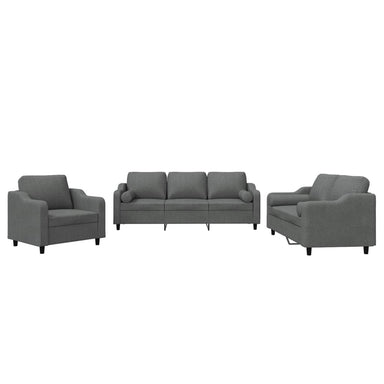 3-delige Loungeset met kussens stof donkergrijs