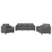 3-delige Loungeset met kussens stof donkergrijs