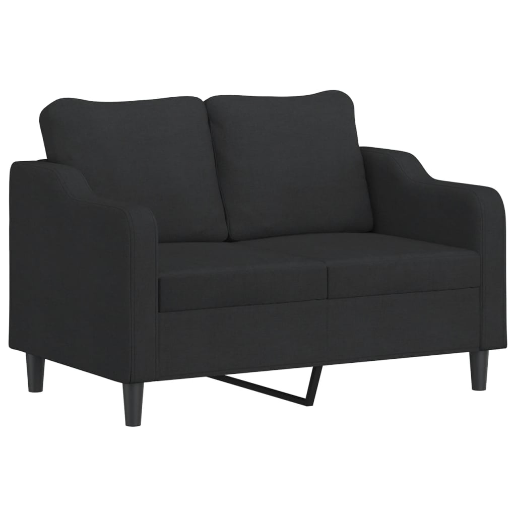 3-delige Loungeset met kussens stof zwart