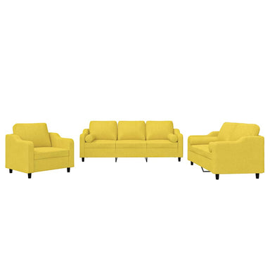 3-delige Loungeset met kussens stof lichtgeel