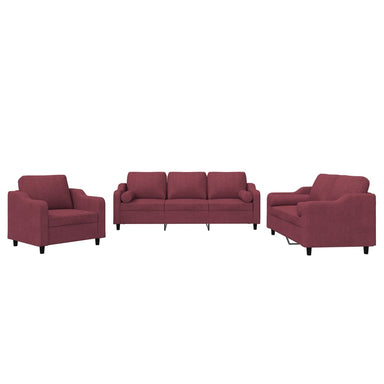 3-delige Loungeset met kussens stof wijnrood