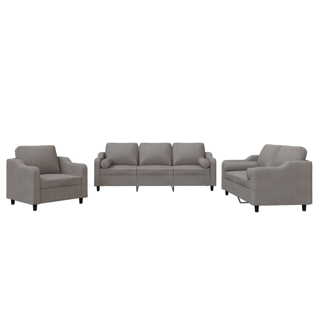 3-delige Loungeset met kussens stof taupe