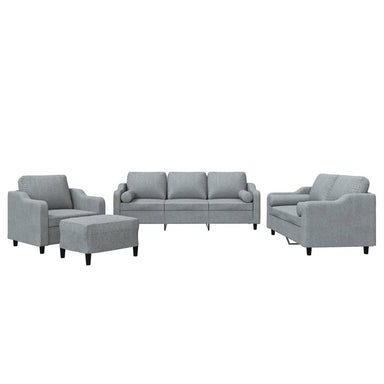4-delige Loungeset met kussens stof lichtgrijs