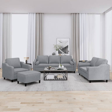 4-delige Loungeset met kussens stof lichtgrijs