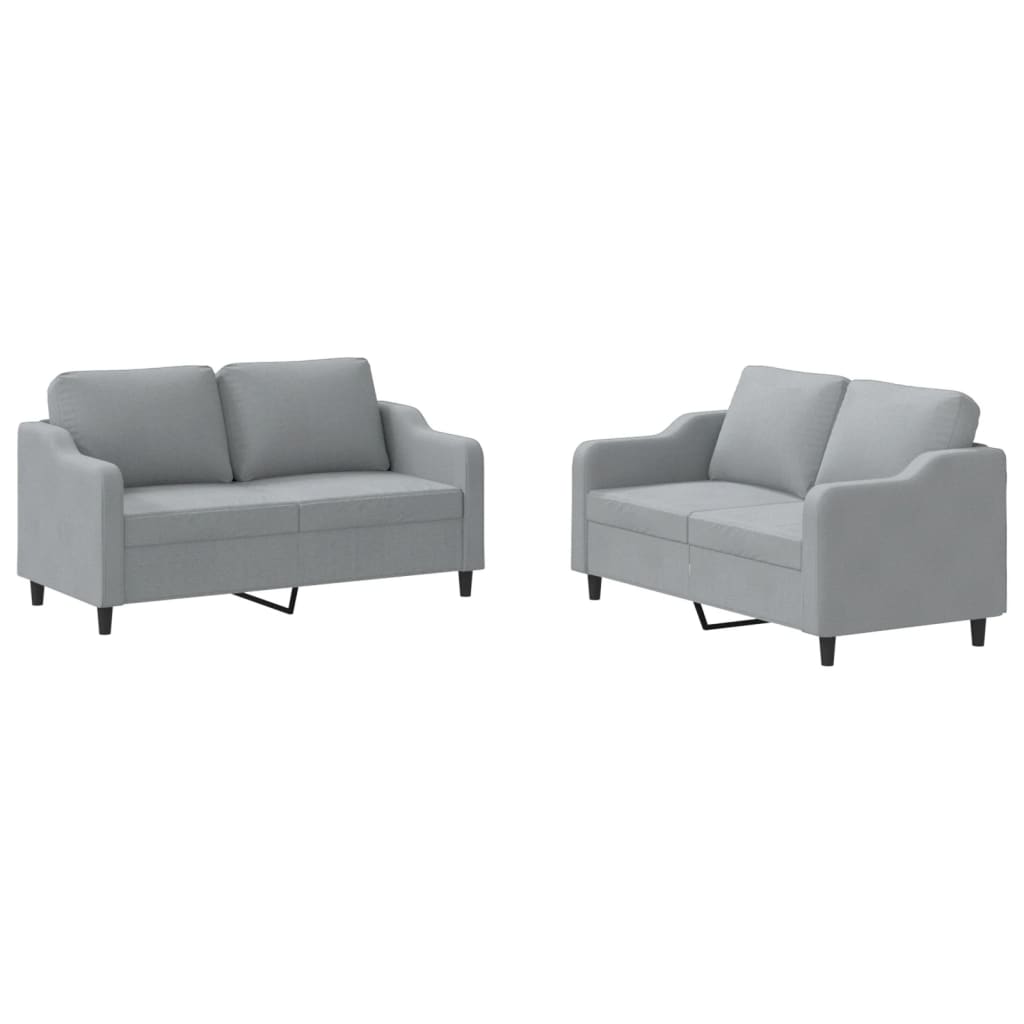 2-delige Loungeset met kussens stof lichtgrijs