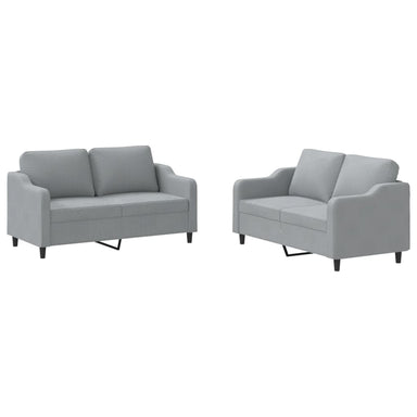 2-delige Loungeset met kussens stof lichtgrijs