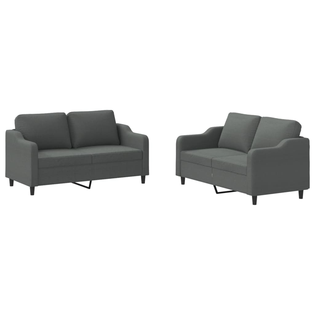 2-delige Loungeset met kussens stof donkergrijs
