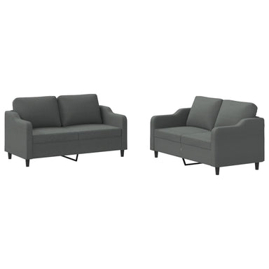 2-delige Loungeset met kussens stof donkergrijs
