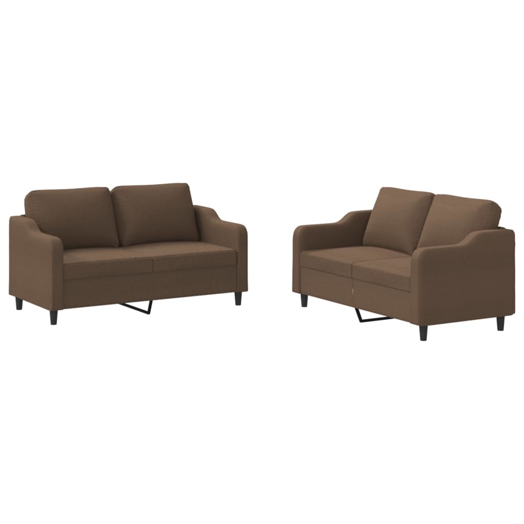 2-delige Loungeset met kussens stof bruin