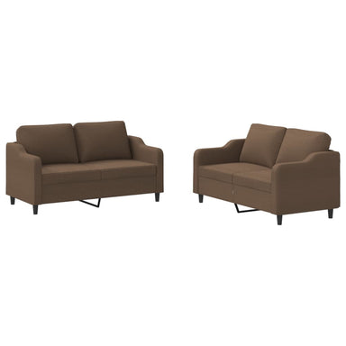 2-delige Loungeset met kussens stof bruin